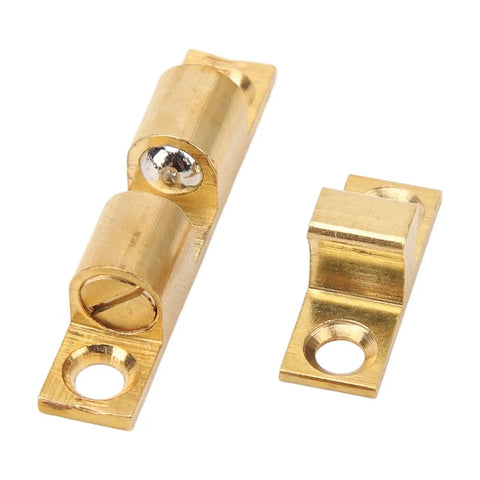 Cabinet Door Catch Brass Ball Tension Latch Set Adjustable Double Ball Design 60mm with gold screws for quiet cabinet closure