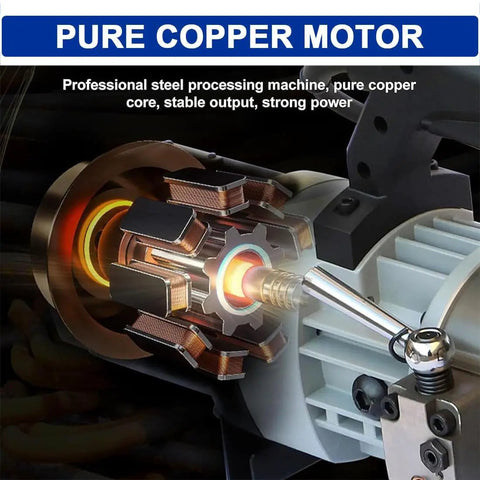 MXJCKSOQ Hydraulic Steel Bar Bending Machine 1200W Electric Portable Rebar Bender Handheld Straightener motor close-up showing pure copper components.