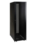 Front view of 42U SmartRack Mid Depth Rack Enclosure Cabinet with Door and Side Panel for IT Gear up to 3000 lb Capacity.