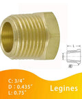 Legines brass NPT reducing bushing, 3/8-in male x 1/4-in female, hex head pipe fitting (pack of 5)