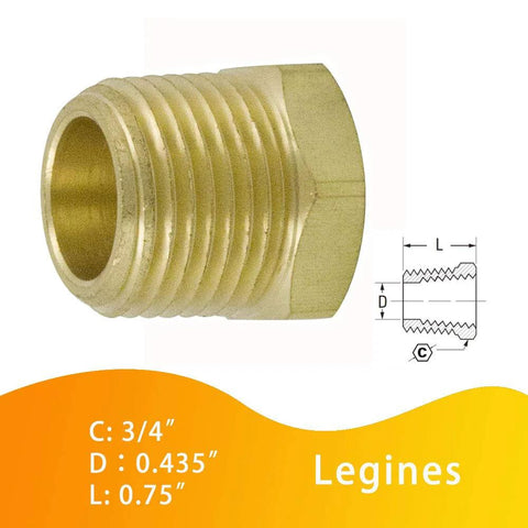 Legines brass NPT reducing bushing, 3/8-in male x 1/4-in female, hex head pipe fitting (pack of 5)