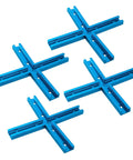 Four blue anodized aluminum intersection kits for Dope 3 Inch T Track Intersection Kit With Predrilled Mounting Holes 4 Sets Universal.