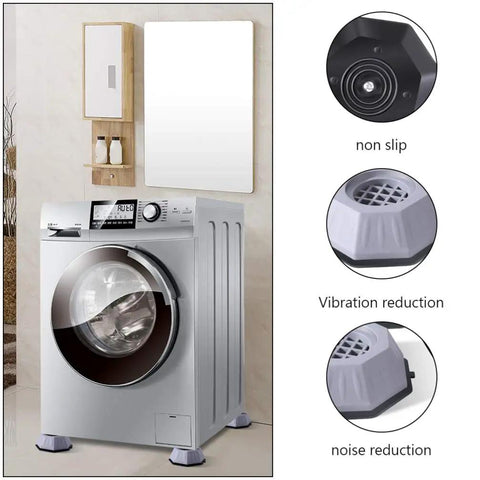 Gray washing machine on Four Pack Washing Machine Pads Anti Slip Feet For Vibration And Noise Reduction, durable non slip furniture feet.