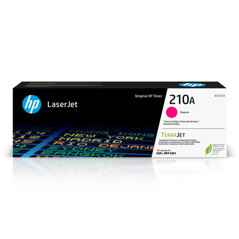 Magenta Toner Cartridge For Color LaserJet Pro 4201 Series And MFP 4301 Series 210A W2103A in packaging view