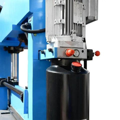 Close-up of Heavy Duty 50 Ton Hydraulic Press Brake Bender For Metal Fabrication 220V Three Phase Two Cylinder Machine