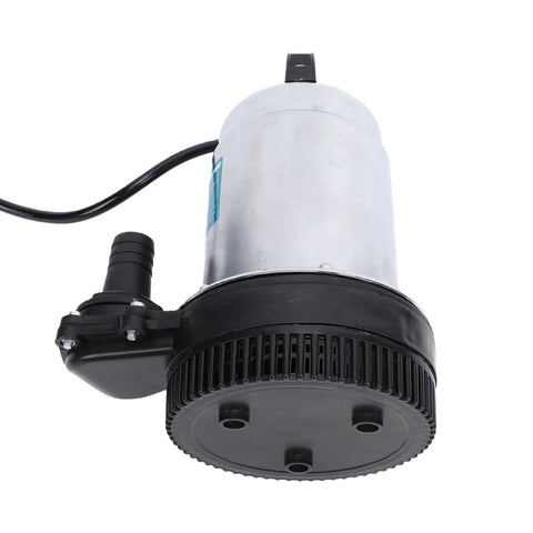 Badass Cordless Submersible Sump Pump Delivers 1003 GPH Power, top view, showing iron casing and hose connection.