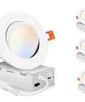 4 Pack 4 Inch Swivel LED Recessed Light With Junction Box IC Rated Air Tight Ceiling Downlight 120V CRI 90 front view