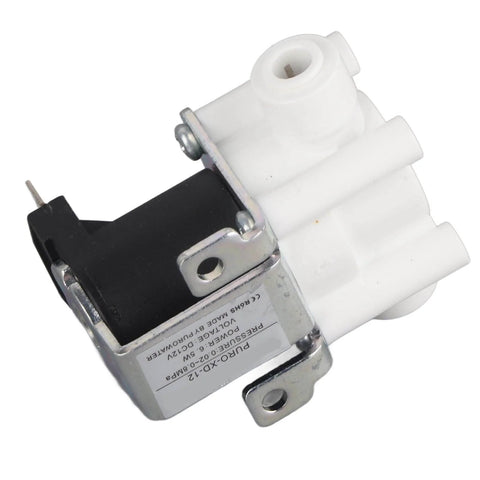 DC 12V Electric Solenoid Purifier Valve Normally Closed For Water Filtration with white body and connectors