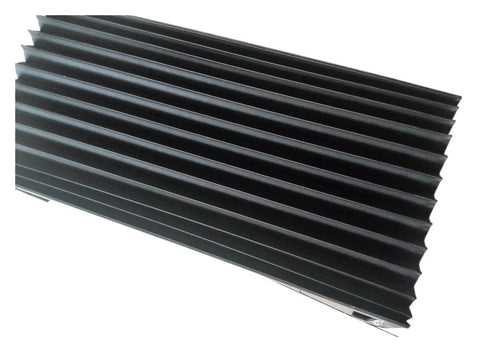 Heavy Workhorse Machine Dust Bellow Cover For Industrial Guide Rails Built Different With Tri Proof Nylon and PVC Shield showing a close-up textured surface.