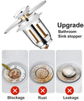 2 Pack Universal Bathroom Sink Stopper For 1.1 To 1.5 Inch Drain Holes, Pop Up Strainer with Hair Catcher, anti-clogging design