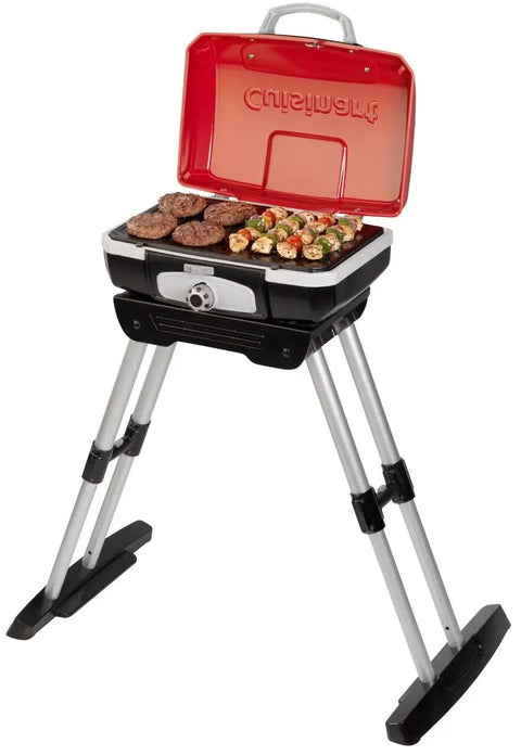 Portable Gas Grill With VersaStand For Camping And Backyard BBQ 150 Sq In Cooking Surface 5500 BTU Burner Compact Grill
