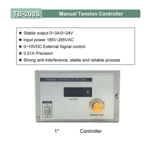 Manual tension controller TB-200S with digital display and control knob, stable output and strong anti-interference features.