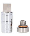Fix That Stripped Oil Pan Threads Super Quick With This Piggyback Drain Plug Self Tapping M12x1.5 Stainless Steel Repair Kit Including Screw Drill And Wrench For Your Car. M12x1.5 stainless steel oil drain plug repair kit shown with threaded plug and wrench head