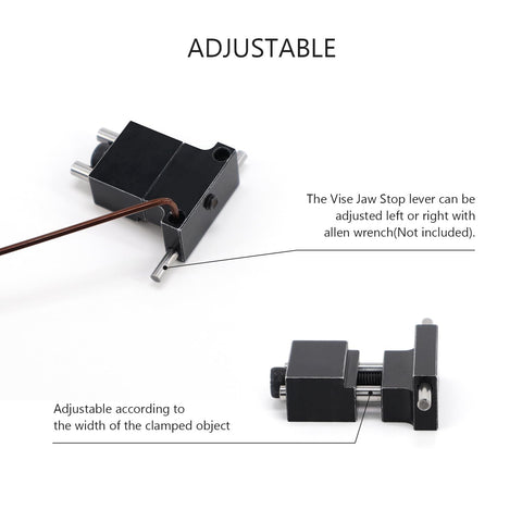 Adjustable Alloy Steel Milling Vise Jaw Stop For CNC Machines, showing adjustment with allen wrench for precise clamping.