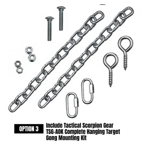 Chains and mounting hardware for Two AR500 Steel Target Torso Gongs For IDPA Practice, Seven Inch By Twelve Inch By Three Eighths Inch