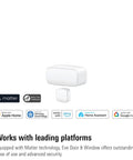 Prime Matter Over Thread Door And Window Sensor For No Hustle Smart Home Upgrade Apple Home Alexa Google Home Wireless device in white, compact design, automation compatible.