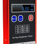 Portable Surface Roughness Tester Profilometer with calibration block, LED display for quick measurements, Ra Rq from 0.05 to 15 micrometers.