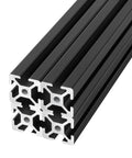 Heavy Duty 1010 T Slot Aluminum Extrusion 1 Inch X 1 Inch Black Anodized Framing Rails stacked showing T-track edges and matte finish.