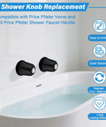 Matte Black Shower Knob Set For Verve Tub And Shower Handles 2 Piece Replacement Must Have 12 Tooth 9.5mm Valve Stem Hot Cold