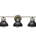 Dope Three Light Vanity Light With Shaded Globe Bulbs Metal Wall Mount In Matte Black With Brushed Nickel Accents Damp Location Rated Vintage Inspired Modern Bath Light