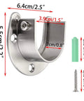Top Shelf Four Pack Of Closet Rod End Supports And Brackets Secure 1 Half Inch Poles In Sleek Silver featuring dimensions and included hardware.