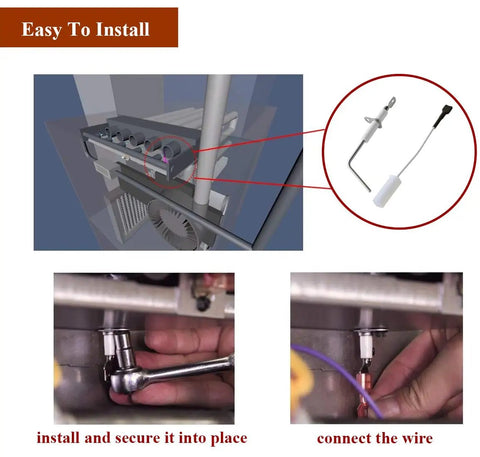 Installation guide for Flame Sensor Replacement For Carrier Bryant Day And Night Furnaces Direct Fit Electrode Sensor.