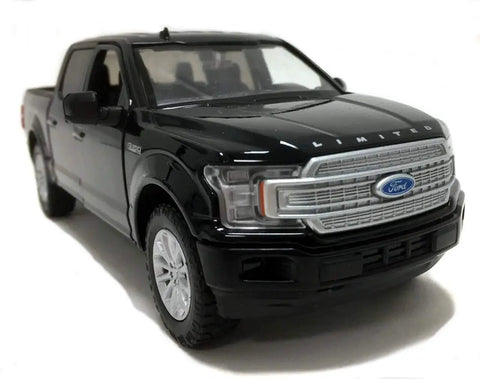 Ford F-150 Limited Crew Cab Diecast Model Truck Black 1:24 Scale Collectible By Motormax 79364 angled front view