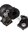 Black Complete Gearbox Transmission For One Tenth Scale Axial SCX10 II 90046 RC Crawler, durable nylon casing, exposed gears