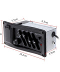 Four Band Piezo Acoustic Guitar Preamp With Built In Equalizer And Tuner Under Saddle Pickup for Loud Clear Tone dimensions view