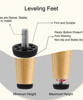 Illustration of 4 Pack M10 Adjustable Leveling Feet Screw On Floor Protectors with labeled features, 25mm Thread Length, 35x11mm Base