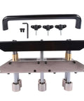 Three Station Edge Roller Bender for metal bending with pro grade heavy duty clamp roller, components displayed