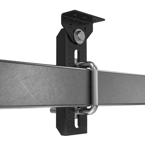 Rock Solid Universal 4 Pcs 8 Inch Boat Trailer Bunk Brackets With Swivel Top U Bolt Kit For Pontoon And Jet Hulls close-up view of bracket with u bolt attachment.