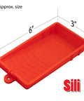 Red silicone tray for glue application, 6x3 inch, part of the Silicone Glue Roller And Tray Set For Arts Crafts And Woodworking.