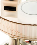 Close-up of 360 Smooth Spin 3 Tier Makeup Organizer For Bathroom Counter or Vanity Styling showcasing the top tier with skincare products.