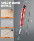 Carpenter Pencils With Sharpener Set And 26 Refills Deep Hole Marker for Woodworking, construction tool marking wood, metal, concrete surfaces.