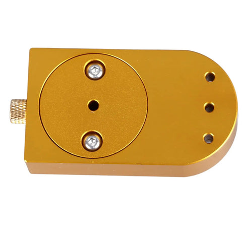 Durable Metal Hairspring Stand for Watch Repair and Movement Balancing, close-up of golden metal component with holes