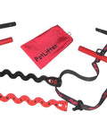 PotLifter plant mover kit with red lifting bars, black adjustable straps and red carry bag, front view