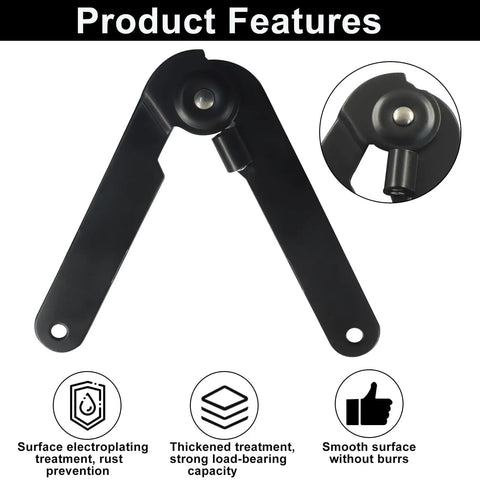 4 Pack 9 Inch 180 Degree Rotatable Lid Support Hinges For Cabinets And Furniture, black iron hinge shown unfolded