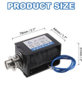 DC 24V 5A Solenoid Electromagnet With Push Pull Type For Precise Linear Motion, 50N Holding And Push Force, 15mm Stroke, Open Frame Actuator, Ideal For Vending Machines, Automation, JF-1578B Magnet showing 78x44x51mm size