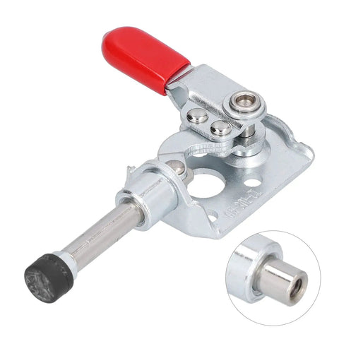 Heavy Duty Adjustable Toggle Clamp With Push Pull Action And Quick Release For Woodworking Welding And DIY Projects Jigs And Home Decor With Pro Grade Reliability And Easy One Hand Operation, red handle