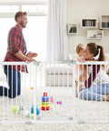 Extra Wide 57 To 59.8 Inch Baby Gate For Doorways And Stairs, Pressure Mount, parents with child behind gate
