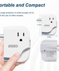 Keep Your Setup Locked Down Against Rough Power Surges With This Sleek Single Outlet Surge Protector Featuring Bright Leds And Automatic Voltage Guard For Tv Pc Fridge 120V, compact design held in hand.