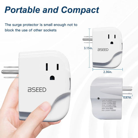 Keep Your Setup Locked Down Against Rough Power Surges With This Sleek Single Outlet Surge Protector Featuring Bright Leds And Automatic Voltage Guard For Tv Pc Fridge 120V, compact design held in hand.