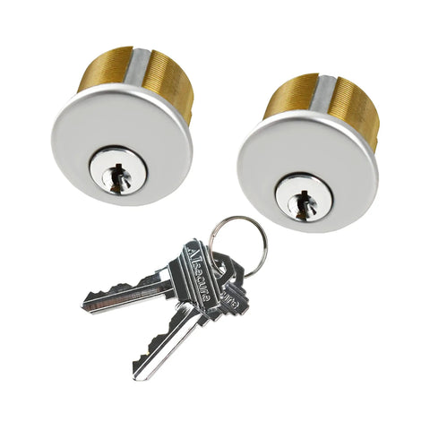 Heavy Duty Mortise Cylinder Lock For Commercial Storefront Doors, Satin Chrome Brass Cylinder, 2 pack with keys, anti corrosion