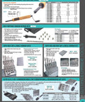 Tools for thread repair including threading wire insert installation tools, self-tapping kits, and drill sets shown with specifications.