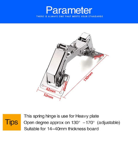 170 Degree Frameless Cabinet Door Hinges With Hidden Hydraulic Soft Closing And Adjustable Mounting Stainless Steel Full Coverage Pair