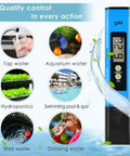 Super Accurate PH Meter 0.01 Digital PH Tester for Water, Hydroponics, Aquaculture, Lab and Pool showing usage examples