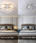 LED Flush Mount Ceiling Light Black Modern Close To Ceiling Fixture Dimmable 3000K To 6000K Ideal For Hallways Entryways Dining Rooms Small Studies And More showing on and off in a bedroom setting