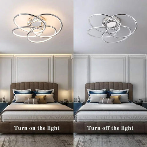 LED Flush Mount Ceiling Light Black Modern Close To Ceiling Fixture Dimmable 3000K To 6000K Ideal For Hallways Entryways Dining Rooms Small Studies And More showing on and off in a bedroom setting