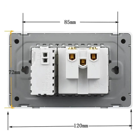 Straight Up Rock Solid EU Schuko Wall Socket Featuring A Smooth Tap Power Switch And Dead Simple USB Type C Charging Port Crafted From Scratch Proof Glass Panel For Modern Living Spaces, dimensions 120x72mm.